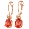 3.48ctw Orange Lab Sapphire Dangle Earrings 14K Gold