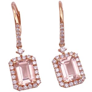 3.80ctw Morganite Dangle Earrings 14K Rose Gold