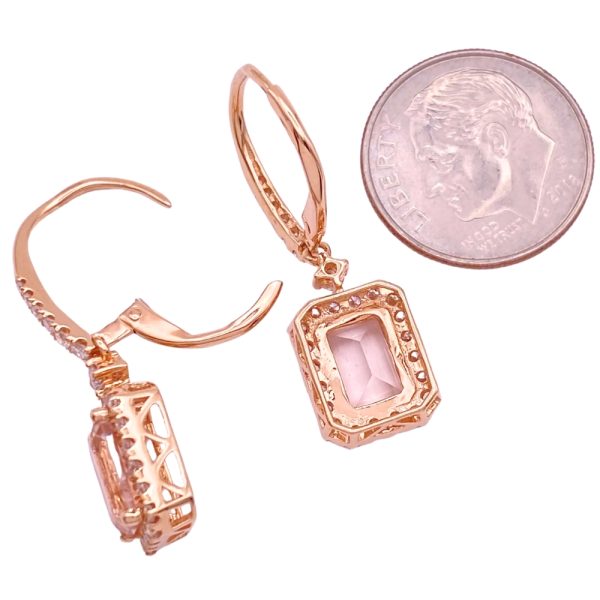 3.80ctw Morganite Dangle Earrings 14K Rose Gold back