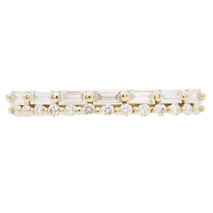 .32ctw Round & Baguette Diamond 2 Row Band 14K Gold