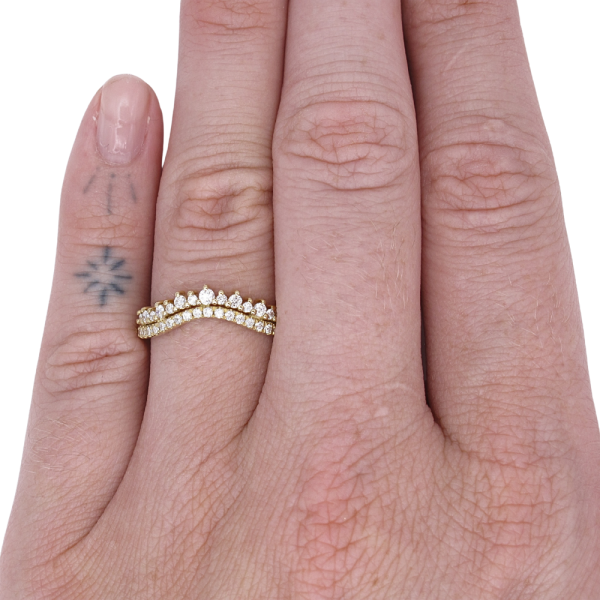 .35ctw Diamond Double Row Contour Band Ring 14K Gold worn