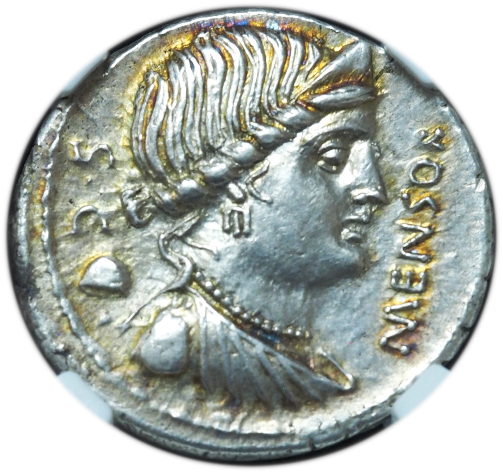 Ancient Roman Republic 76-75 L. Farsuleius Mensor AR denarius NGC AU 5/5