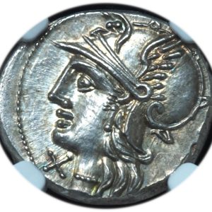 Ancient Roman Republic 137 BC M. Baebius Q.f. Tampilus AR denarius NGC MS 4/5 & 5/5