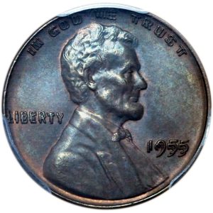 1955 Double Die Lincoln Penny MS63 BN PCGS & CAC