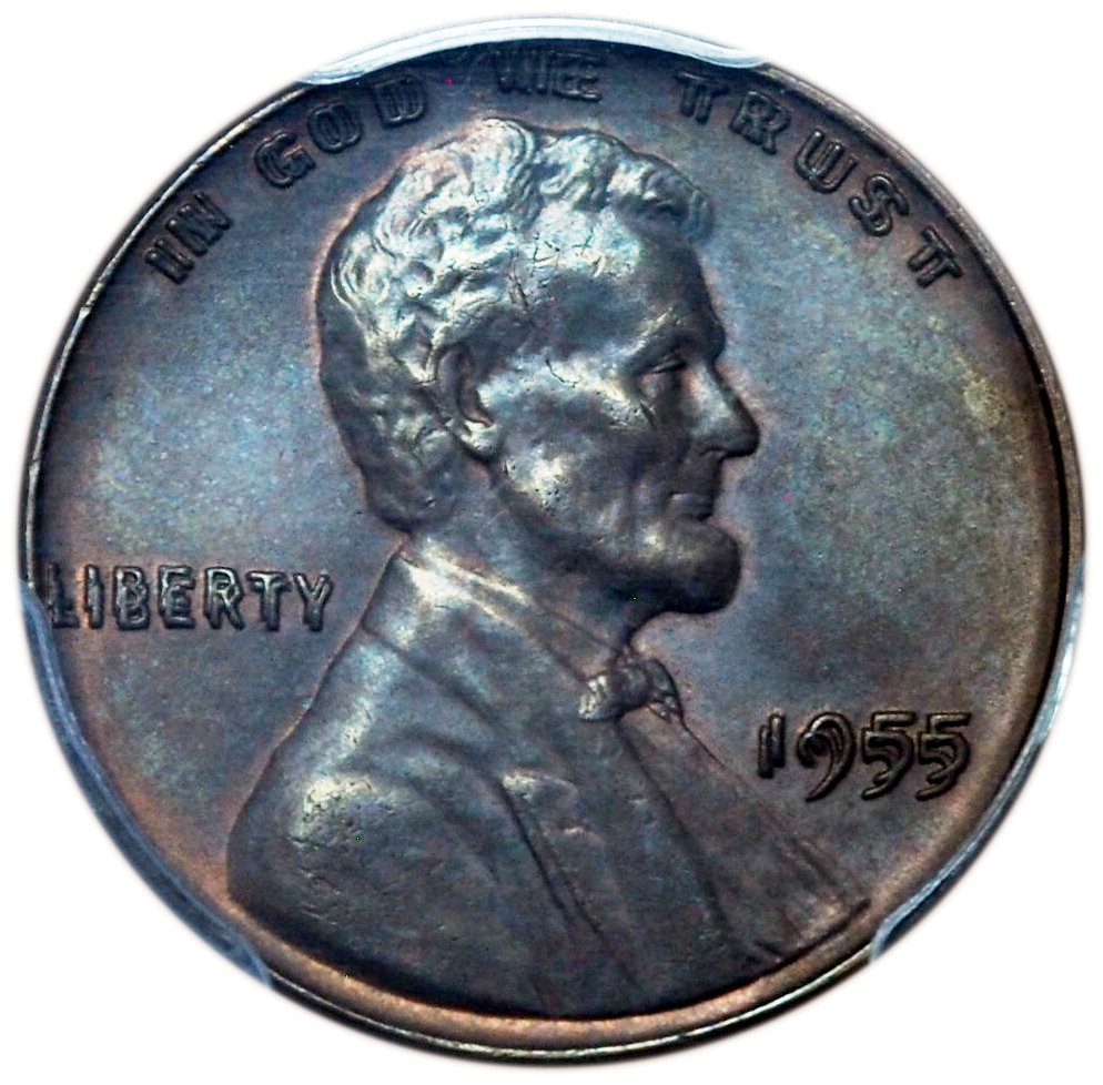 1955 Double Die Lincoln Penny MS63 BN PCGS & CAC