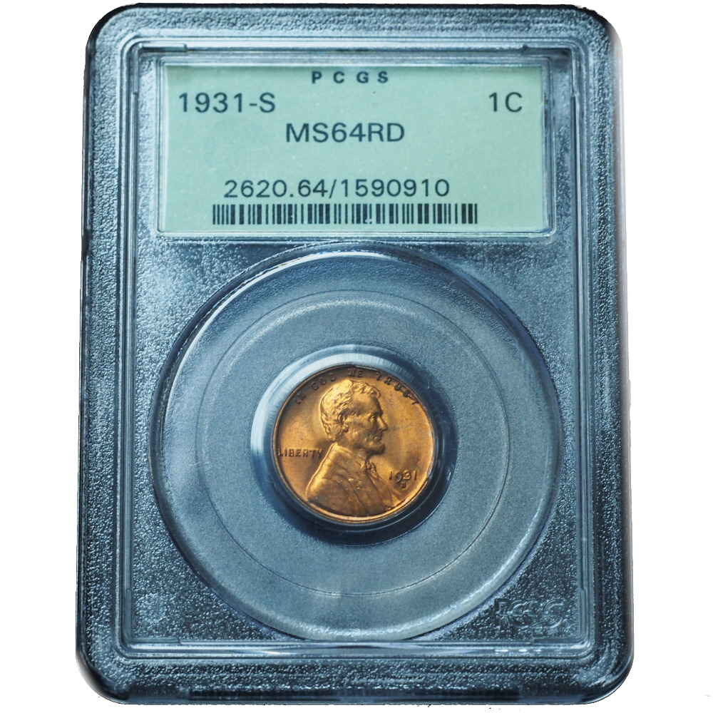 1931-S Lincoln Penny MS64RD PCGS OGH