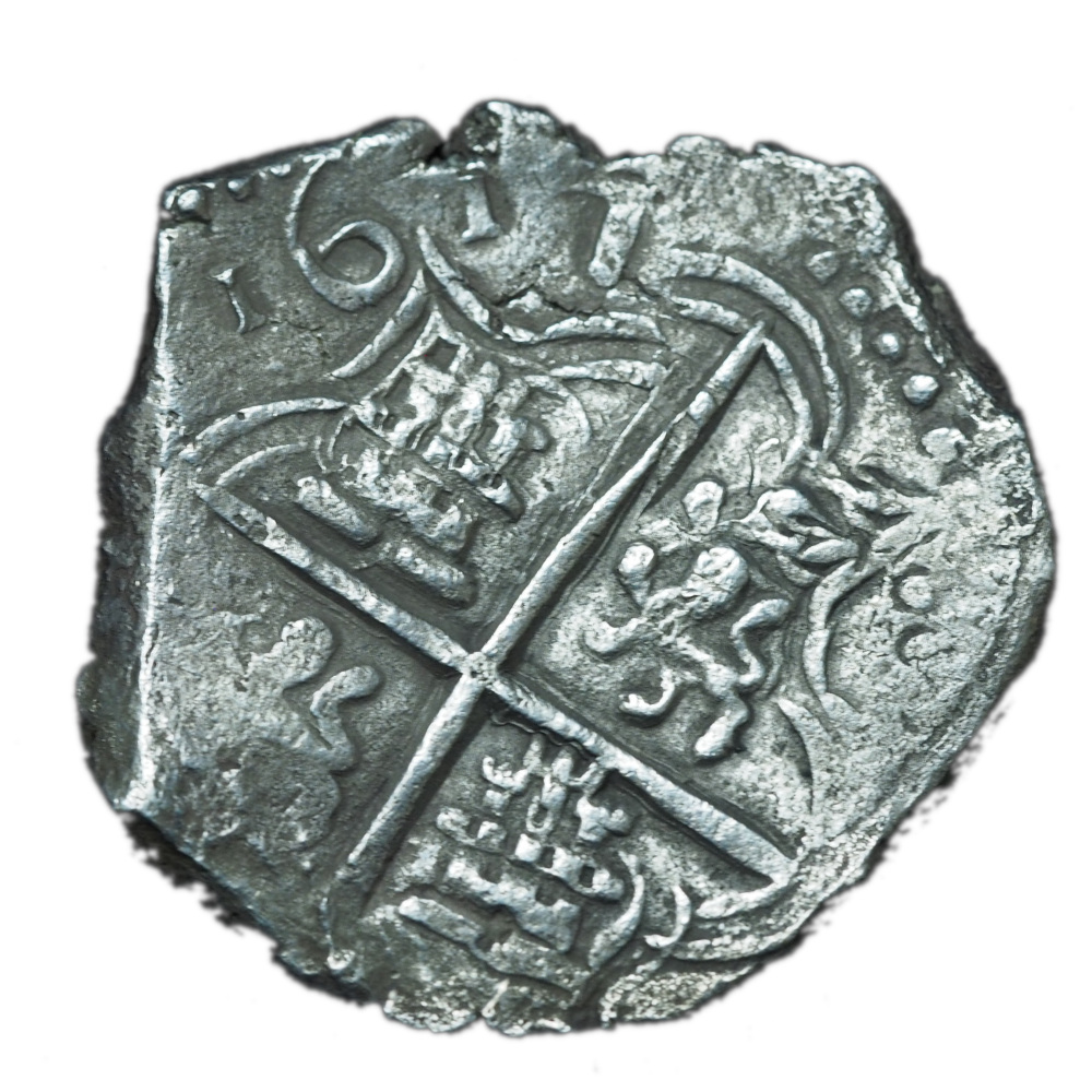 1617-PM 4 Reales Full Date Grade 2 Atocha Shipwreck Coin w/ CoA