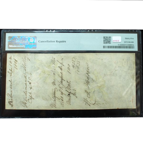 1861 $100 Confederate States of America T-5 PMG 35 Very Fine