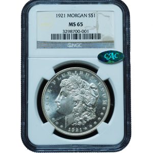 1921 Morgan Dollar MS65 NGC & CAC