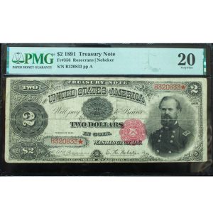 1891 $2 Treasury Note McPherson PMG 20 Very Fine