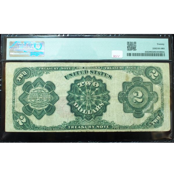 1891 $2 Treasury Note McPherson PMG 20 Very Fine