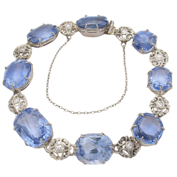 40 carat Ceylon Sapphire GIA Unheated Victorian Bracelet
