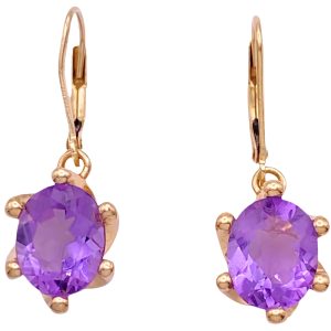 5.40ctw Amethyst Dangle Earrings 14K Gold