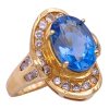 6.12ctw Blue Topaz Statement Ring 14K Gold side