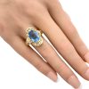 6.12ctw Blue Topaz Statement Ring 14K Gold worn