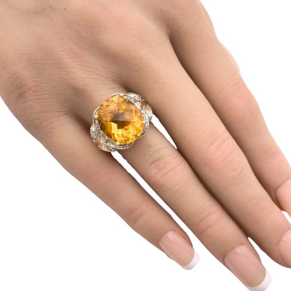 6.79ctw Citrine Statement Ring 14K Gold worn