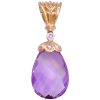 7.43ctw Briolette Amethyst Pendant 14K Gold