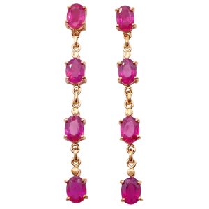 8.00ctw Natural Pink Sapphire Earrings 14K Gold