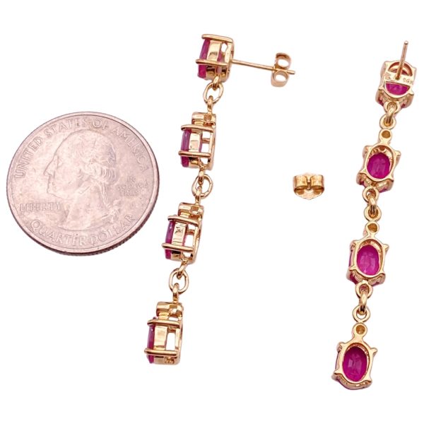 8.00ctw Natural Pink Sapphire Earrings 14K Gold size and back