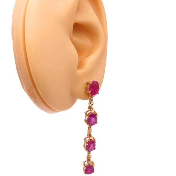 8.00ctw Natural Pink Sapphire Earrings 14K Gold worn
