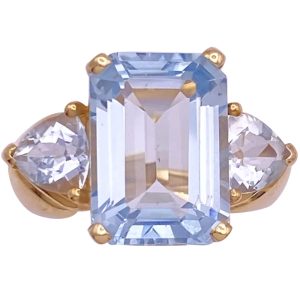 9.30ctw Aquamarine Statement Ring 14K Gold