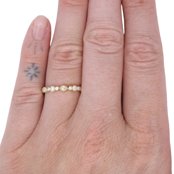 Alternating Round & Marquise Diamond Band 14KY (6)