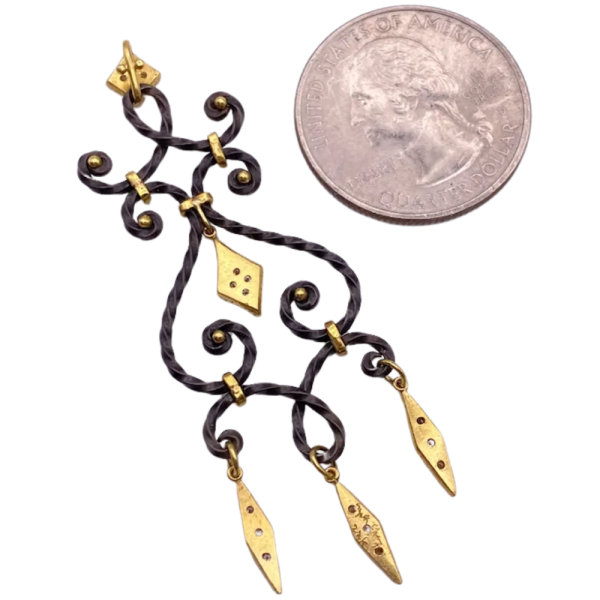 Artistic Handcrafted Diamond Accent Pendant 22K (2)