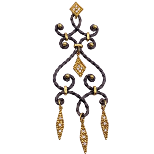 Artistic Handcrafted Diamond Accent Pendant 22K