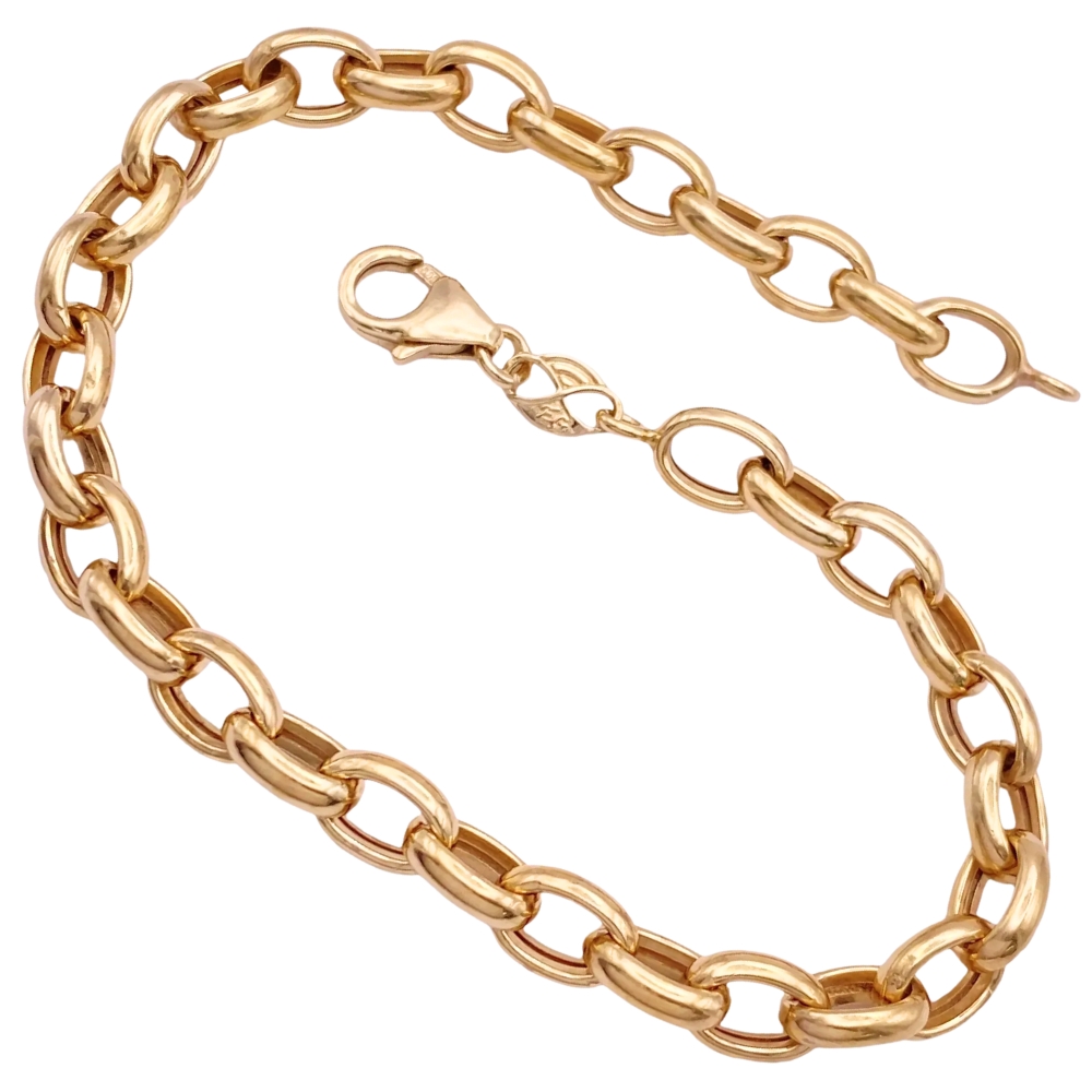 Chunky Oval Link Bracelet 14K Gold 8″ Length