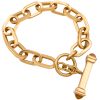 Chunky Oval Link & Citrine Toggle Bracelet 18K Gold