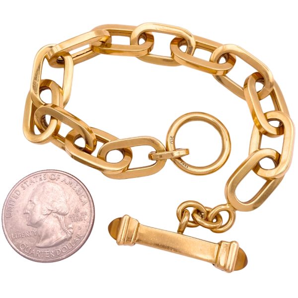 Chunky Oval Link & Citrine Toggle Bracelet 18K Gold size
