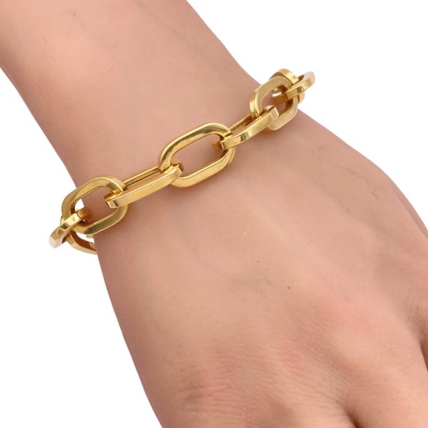 Chunky Oval Link & Citrine Toggle Bracelet 18K Gold worn