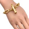 Chunky Oval Link & Citrine Toggle Bracelet 18K Gold clasp