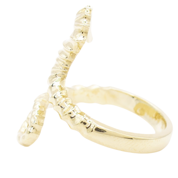 Detailed Seahorse By-Pass Ring 14K Gold side