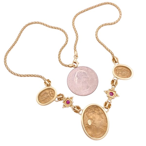Etruscan Revival Ruby Necklace 14K Gold back