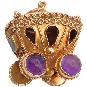 Jeweled Coronation Coach Charm 18K Gold