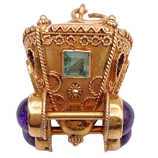 Jeweled Coronation Coach Charm 18K Gold front