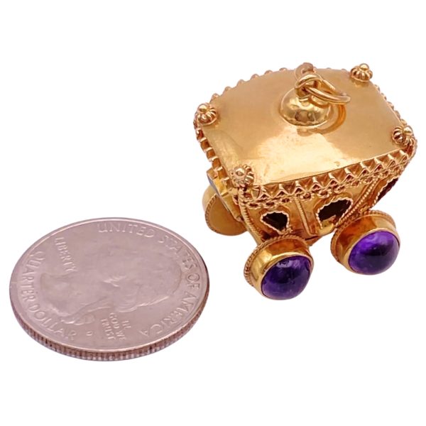 Jeweled Coronation Coach Charm 18K Gold size