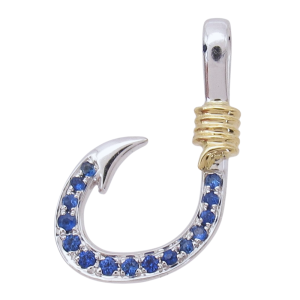 Mini Sapphire White Gold Circle Hook Pendant