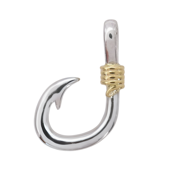 Mini White Gold Circle Hook Pendant