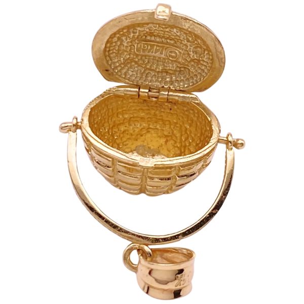 Nantucket Basket Moving Charm 14K Gold open front