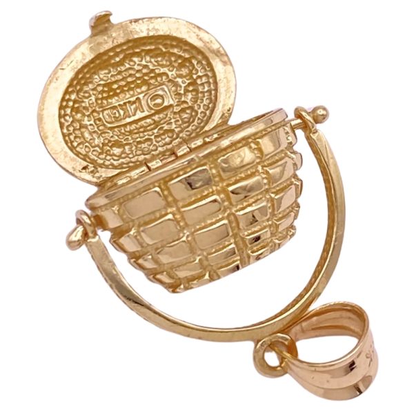 Nantucket Basket Moving Charm 14K Gold open side