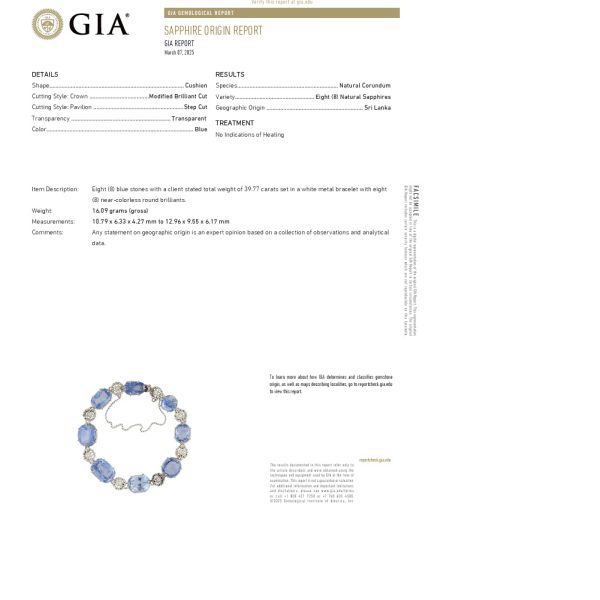 No Heat Ceylon Sapphire GIA Report