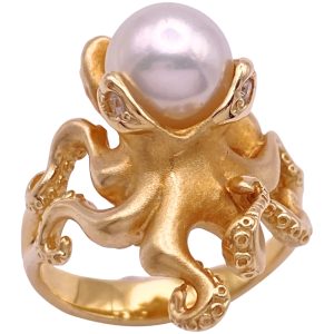 Pearl Octopus Ring 14K Gold