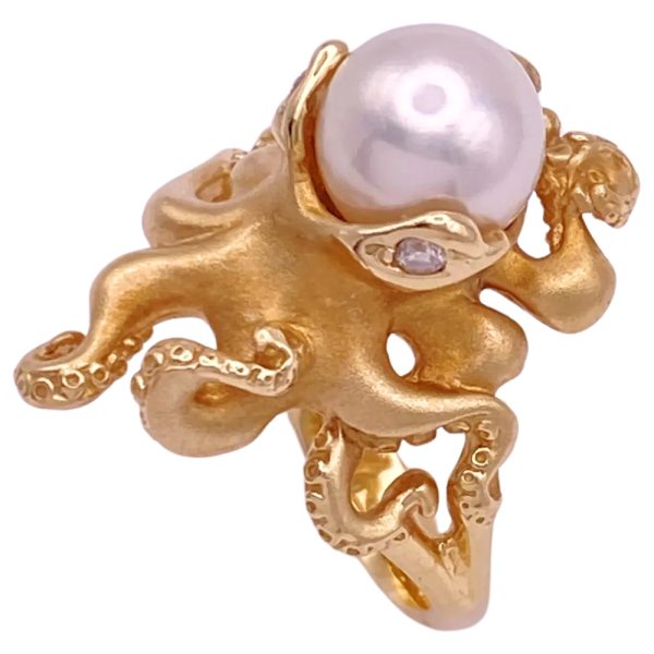 Pearl Octopus Ring 14K Gold side