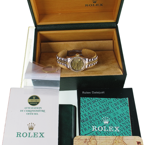 Pre-Owned Ladies 26MM Rolex Datejust (1985) Two Tone Model 69173 b and p outside