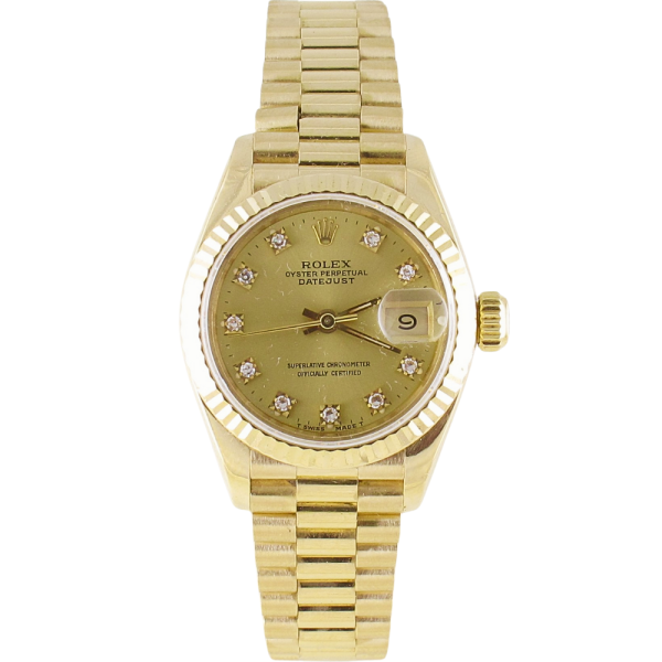 Pre-Owned Ladies 26MM Rolex Presidential (1991) 18kt Yellow Gold Model 69178 Front