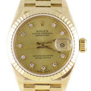 Pre-Owned Ladies 26MM Rolex Presidential (1991) 18kt Yellow Gold Model 69178 Front Close