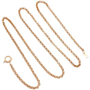 Rolo Link Chain Necklace 14K Gold 18 Length full