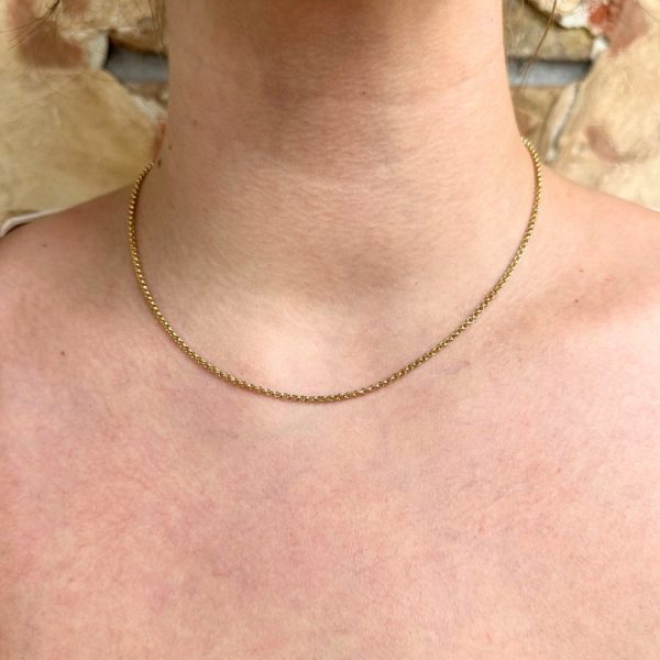 Rolo Link Chain Necklace 14K Gold 18 Length worn